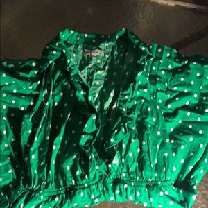 Buy 1 Get 1 Free Green ruffle polka dot dress